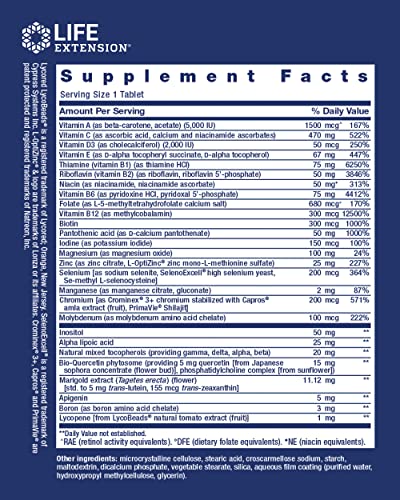 Life Extension One Per Day Multivitamins, 60 Count