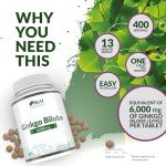 Ginkgo Biloba 6000mg Vegan Tablets - 400 Count