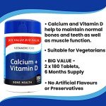 Calcium and Vitamin D Supplement, 180 Tablets, 2 Packs