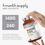 High Dose Vegan Magnesium Citrate - 240 Capsules