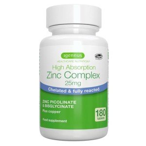 Zinc Chelate 25mg Tablets with Copper, 180 Count