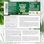 Ginkgo Biloba & Ginseng Tablets - 180 Vegan Caps