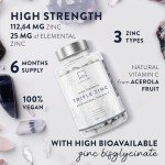 Triple Zinc 25mg with Vitamin C - 180 Tablets