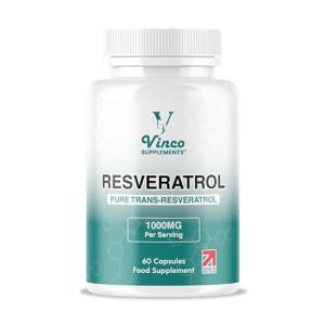 Vinco 1000mg Pure Trans-Resveratrol Capsules, 60 Count