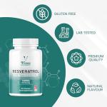 Vinco 1000mg Pure Trans-Resveratrol Capsules, 60 Count