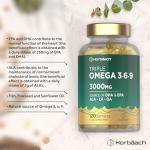 Triple Omega 3 6 9 Capsules 3000mg - 120 Count