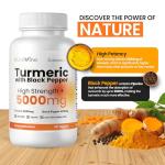 Turmeric 5000mg Tablets with Black Pepper - 180 Count
