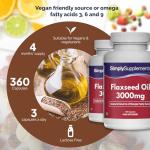 Flaxseed Oil 3000mg - Vegan Omega 3 Support