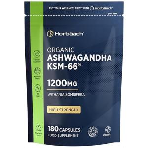 High-Dose Organic Ashwagandha Capsules 1200mg 120 Count