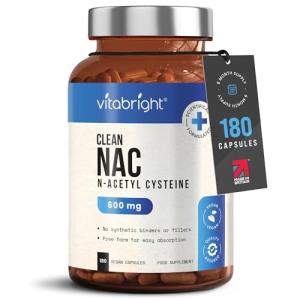 NAC 600mg Supplement - 180 Capsules, Pure Acetylcysteine