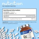 NAC 600mg Supplement - 180 Capsules, Pure Acetylcysteine