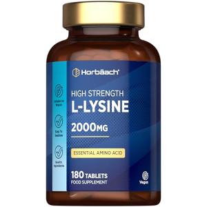L-Lysine 2000mg Vegan Amino Acid Supplement 180 Tablets