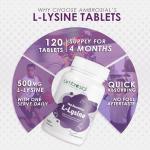 High Strength L-Lysine Tablets 500mg - 120 Count