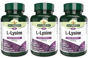 Natures Aid L-Lysine 1000mg, 60 Tablets (3 Pack)