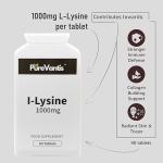 L-Lysine 1000mg - Immune and Collagen Support Tablets