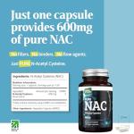 NAC N-Acetyl Cysteine 600mg - 120 Vegan Capsules