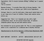 NAC N-Acetyl-Cysteine 1600mg 180 Vegan Capsules