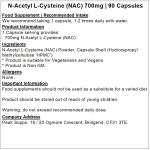 N-Acetyl L-Cysteine 700mg Capsules - 90 Count