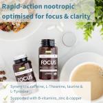 Focus Nootropic Brain Supplement for Concentration, 60 Capsules