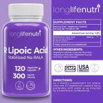 LongLifeNutri R-Alpha Lipoic Acid 300mg Supplement