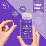 LongLifeNutri R-Alpha Lipoic Acid 300mg Supplement