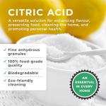 Citric Acid Anhydrous 1KG for Cleaning & Preservation