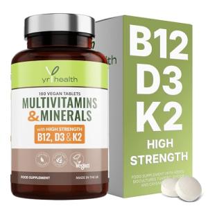 Vegan Multivitamins with B12, D3, K2, Zinc & Iron