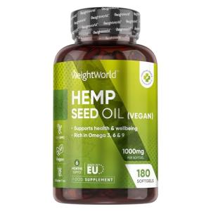 Hemp Seed Oil Softgels with Vitamin E – 180 Count