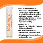 Vitamin C & Zinc Effervescent Tablets – Vegan, Orange Flavor