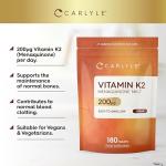 Carlyle Vitamin K2 MK7 200mcg - 180 Vegan Tablets