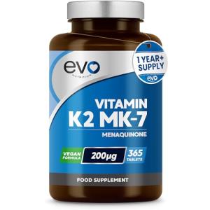EVO NUTRITION Vegan Vitamin K2 MK-7 200mcg Tablets