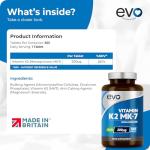 EVO NUTRITION Vegan Vitamin K2 MK-7 200mcg Tablets