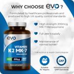 EVO NUTRITION Vegan Vitamin K2 MK-7 200mcg Tablets
