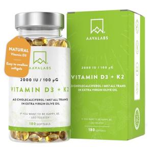 Vitamin D3 K2 MK7 with Olive Oil - 180 Softgels