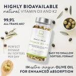 Vitamin D3 K2 MK7 with Olive Oil - 180 Softgels