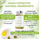 Vitamin D3 K2 MK7 with Olive Oil - 180 Softgels