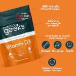 Nutrition Geeks Vitamin D3 4000 IU, 365 Tablets