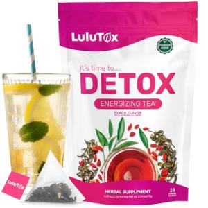 LULUTOX Herbal Detox Tea - Peach Flavor, 28 Servings