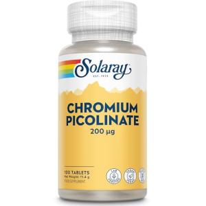 Solaray Chromium Picolinate 200mcg - 100 Vegan Tablets