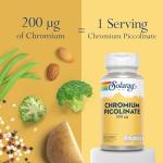Solaray Chromium Picolinate 200mcg - 100 Vegan Tablets