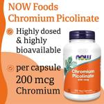 Now Foods Chromium Picolinate 200mcg 250 Vegan Capsules