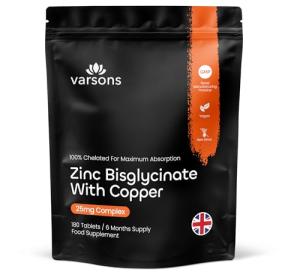 Zinc Bisglycinate 25mg with Copper - 6 Months Supply