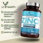 Vegan Zinc Tablets 40mg - 365 Count Supply