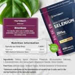 Selenium 200mcg Supplement – 400 Tablets, Vegan