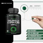 Organic Chlorella & Spirulina Supplement - 300 Tablets