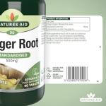 Nature's Aid Ginger Root 500mg - Vegan Digestive Support