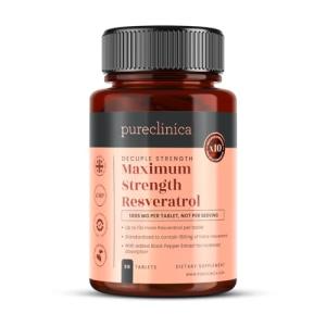 PureClinica 1000mg Resveratrol Tablets with Black Pepper