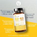 Vitamin D3 4000iu & K2 100ug Vegetarian Tablets