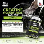 Creatine Monohydrate Tablets 3000mg, Vegan Energy Boost