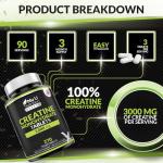 Creatine Monohydrate Tablets 3000mg, Vegan Energy Boost